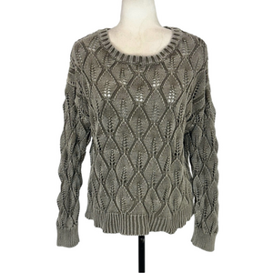Devoted green pointelle knit sweater